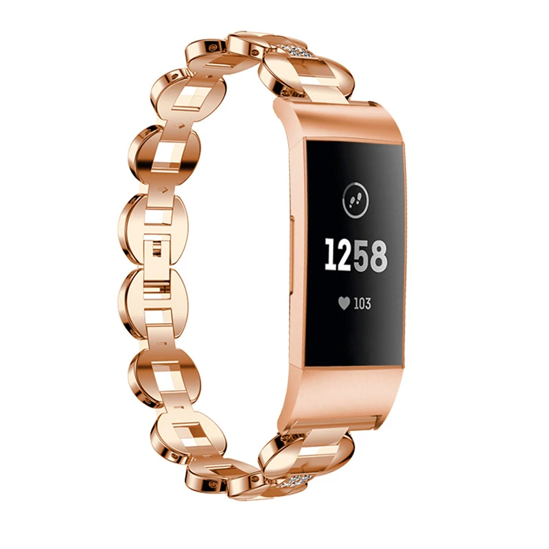 

HIPERDEAL Women Smart Watch Band Fashion Link Metal Bracelets Replacement Adjustable Straps Crystal For Fitbit Charge 3 Ja15
