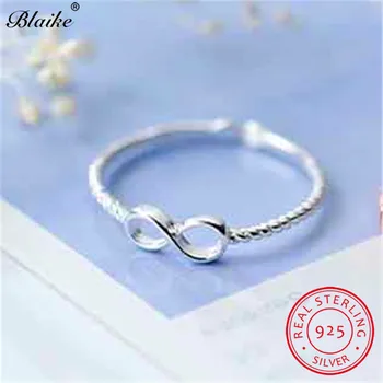 

Blaike Letters 8 Shaped Infinity Rings For Women Real 925 Sterling Silver Open Adjustable Thin Eternity Ring Female Wedding Gift