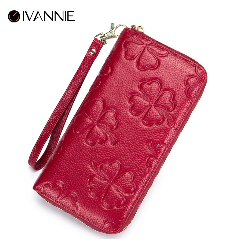

IVANNIE Women Genuine Leather Slim Wallets Long Multiple Cards Holder Clutch Purse Female Original Leather Wallet Designer 2018