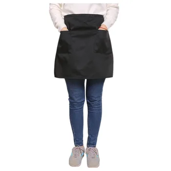 

Men Women Sleeveless Apron Kitchen Accessaries Short Waist Solid Black Half Apron Ladies Mens Chefs Waiter Bar Sleeveless Apron