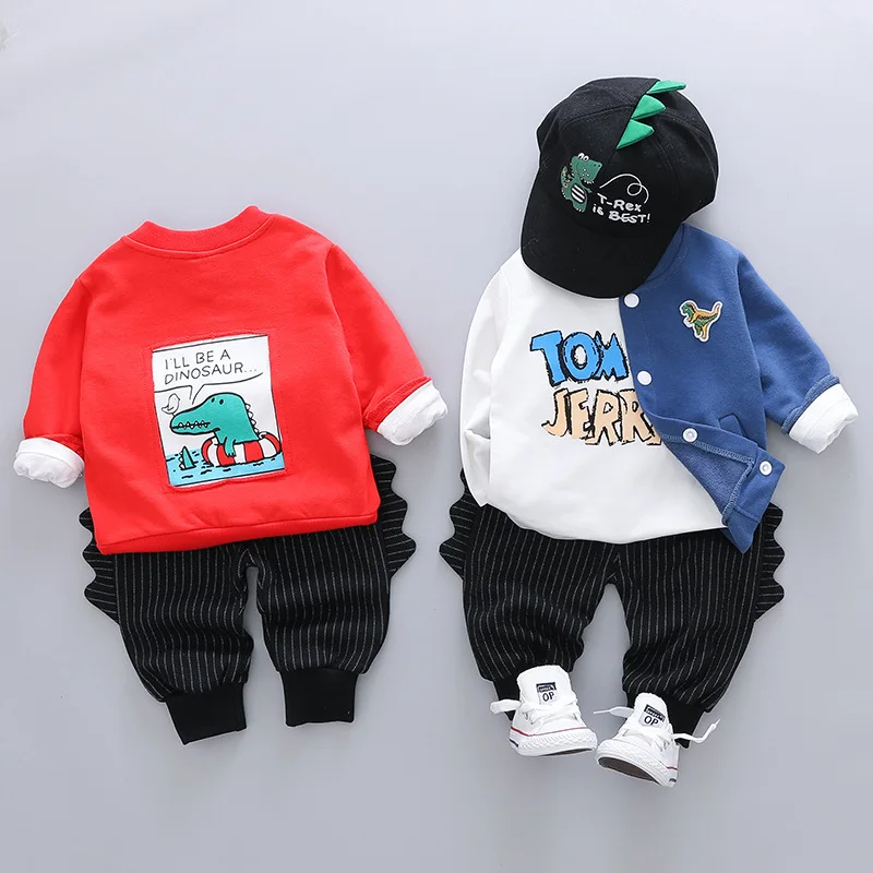 

Boys cute cartoon little dinosaur baseball uniform jacket thin coat kids clothes boys kids clothes Casual