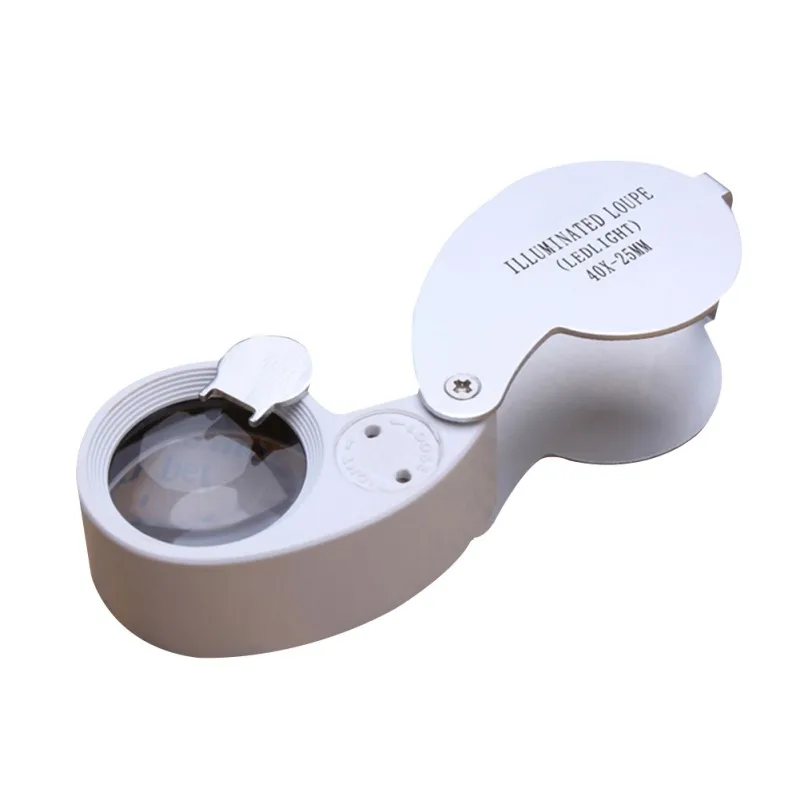 1 pcs 40X Illuminated magnifier glass loupe Dual Lens lam Jewelry