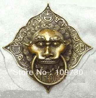 

SCY free shipping Chinese Bronze Foo Dog Lion square Door Knocker