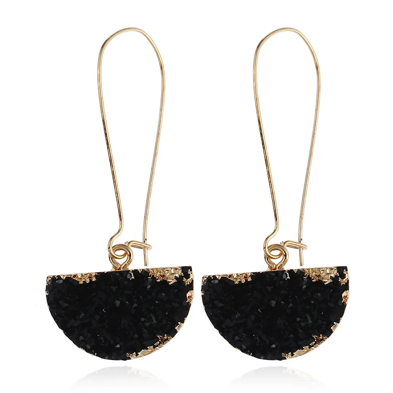 

Fashion New Long Hoop Earrings for Women Gold Color Geometric Resin Earring Brincos Boho Jewelry Wedding Birthday Party Gifts
