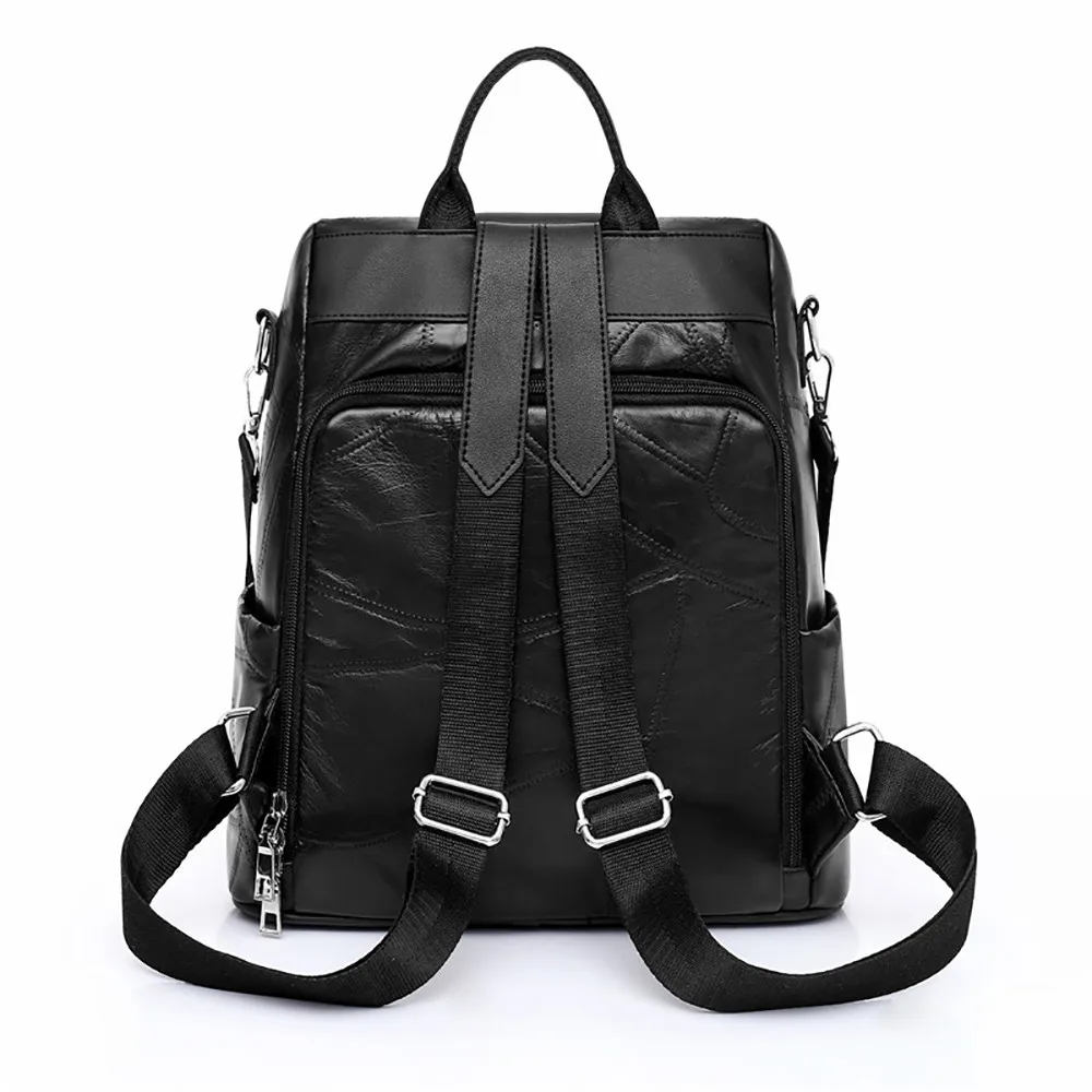 Mochila mujer bolsos bolsa de la cremallera de piel de oveja de mochila de cuero suave de gran capacidad de viaje bolsa mochila femenina 25 Mochila mujer bolsos bolsa de la cremallera de piel de oveja de mochila de cuero suave de gran capacidad de viaje bolsa mochila femenina 25
