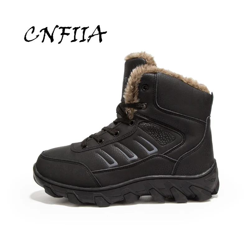 

CNFIIA Snow Boots Men Casual Shoes Plus Size 45 46 47 48 Black Brown Male Winter with Fur 2018 Warm Snow Boots High Quality New
