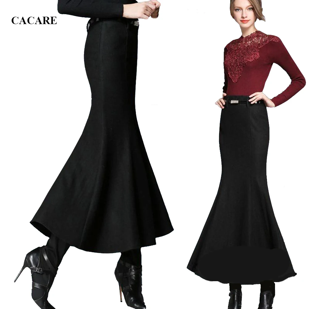 

2018 Autumn Fashion Flare Woolen Skirts Business Casual Korean Elegant Bodycon Skirt CHEAP F0109 Black Gray Colors