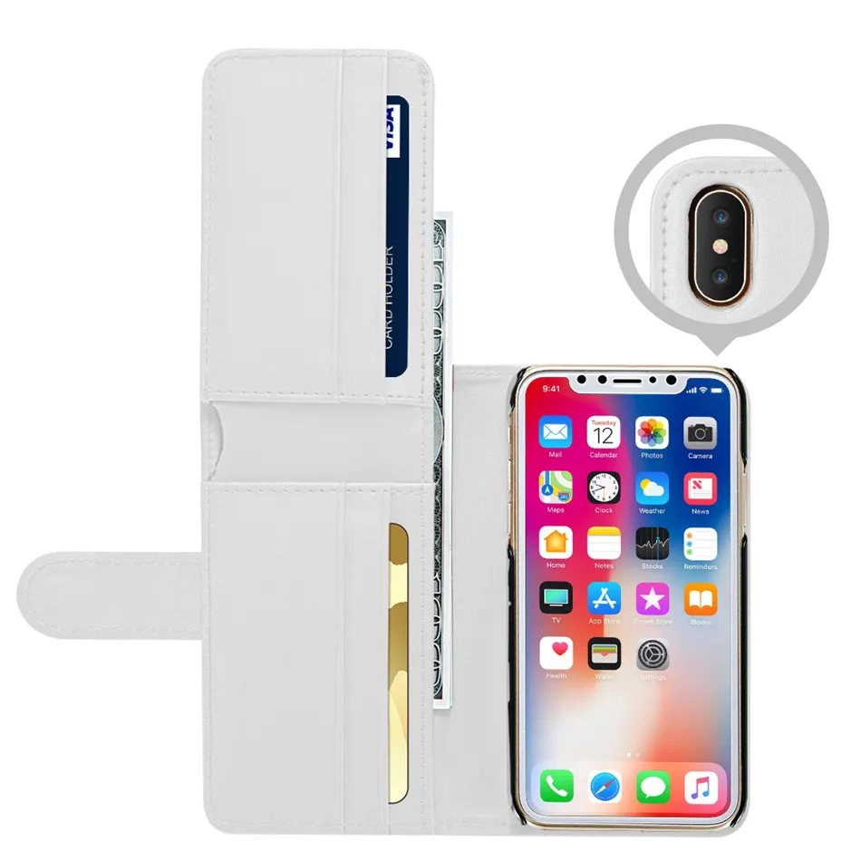 DOEES Foldable Leather Flip Wallet Case For iPhone X 10 Bag Case Vintage Business Card Cash Slot Smooth Touch Cover For iPhoneX (10)