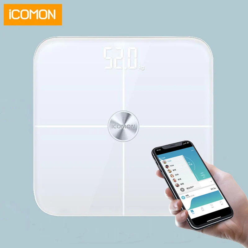 

Hot iCOMON Premium Body Fat Scale Bluetooth Smart Bathroom Scale Floor Digital Weight Scale Body Bmi mi Weighing Room Balance