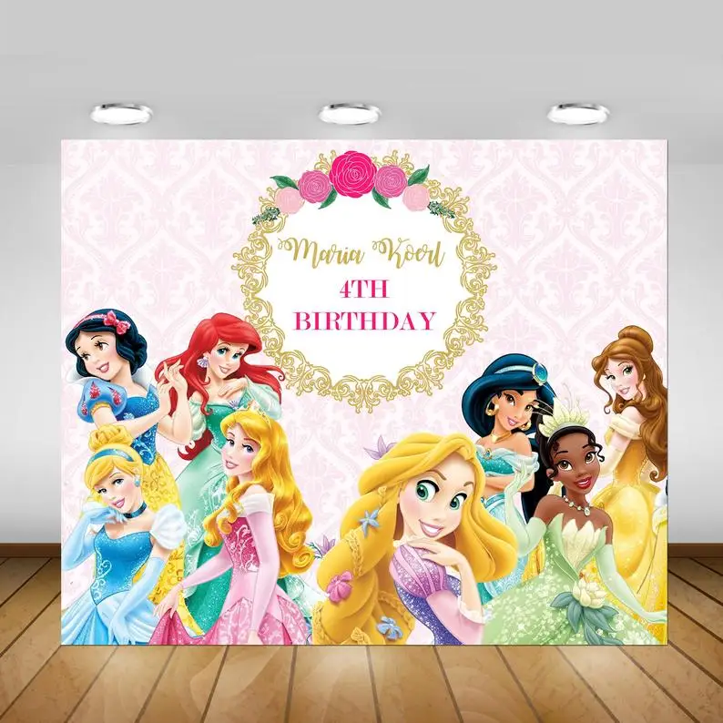 

custom disney princess girl baby child happy birthday photo background photography backdrops quality vinyl