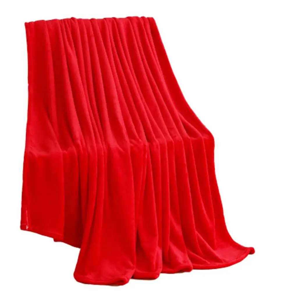 Постельное белье, Коралловое Флисовое одеяло, однотонное, синее, полиэфирное, в клетку, простыня, одинарная, для кровати, для королевы, королевского размера, одеяло из искусственного меха, s на кровать - Цвет: Red