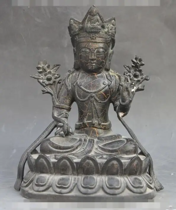 

S5552 16" Chinese Pure Brass Buddhism Temple Protect TangSeng Ksitigarbha Monk Statue D0318