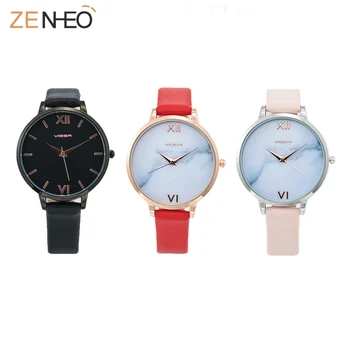 

Fashion Women Watch Buckle Leather Wristband movement quartz watches two scale Simple Round Waterproof Student female gift