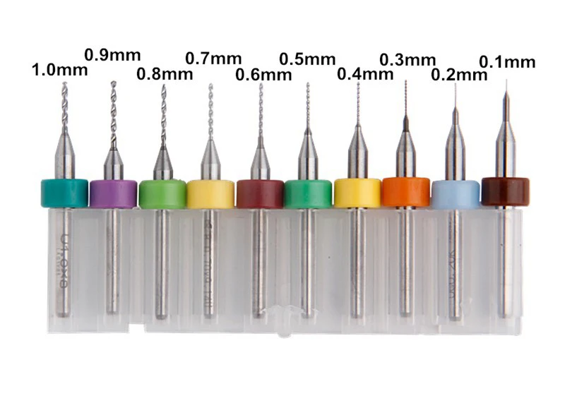 10 шт./компл. 0,1-1,0 мм/0,3-1,2 мм/1,1-2 мм карбида вольфрама с покрытием Алюминий PCB сверло насадка для чистки для экструдер 3D-принтеры аксессуары