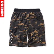Камуфляж Черный Спортивные шорты мужские летние хлопковые Повседневное эластичная кулиска на талии шорты в стиле хип-хоп с принтом тренировочные брюки шорты# RDKJ7