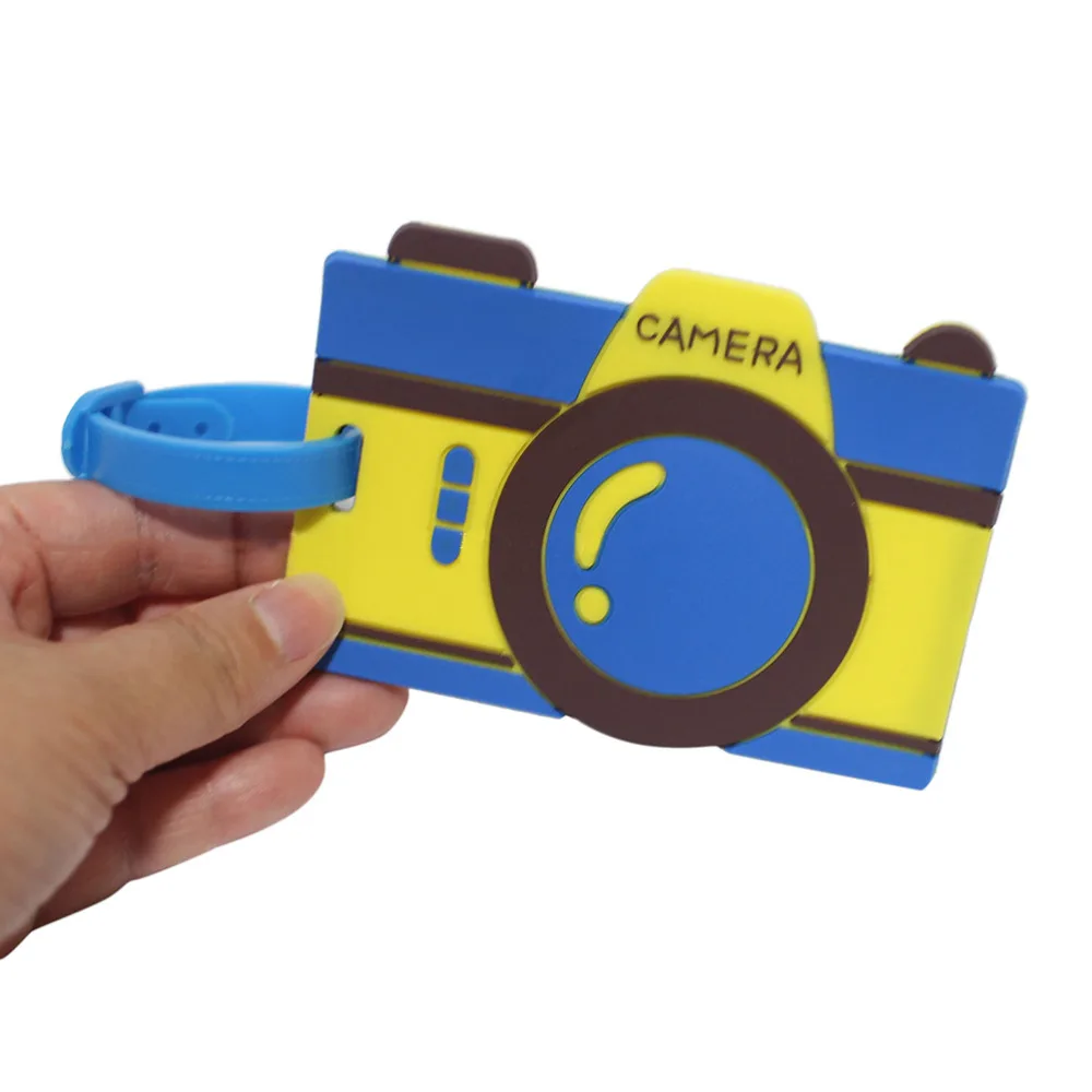 1PC Travel 3D Cute Camera Rubber Luggage Tag ID Identify Label Holder for Suitcase/Handbag/Baggage Recognizable Cover Card