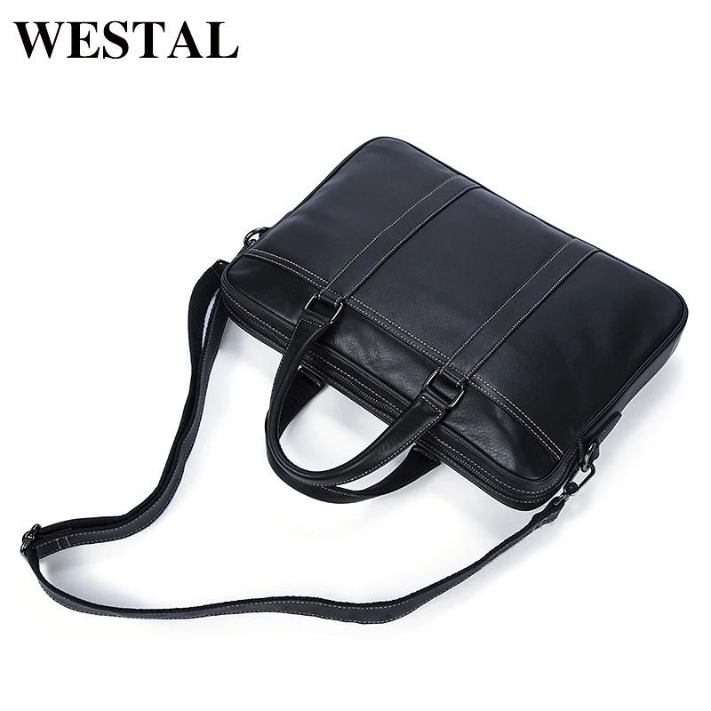 

WESTAL Briefcase Business Men Genuine Leather Handbags Men Messenger Men Bag Shoulder Bags Fashion Briefcases Leather Mens