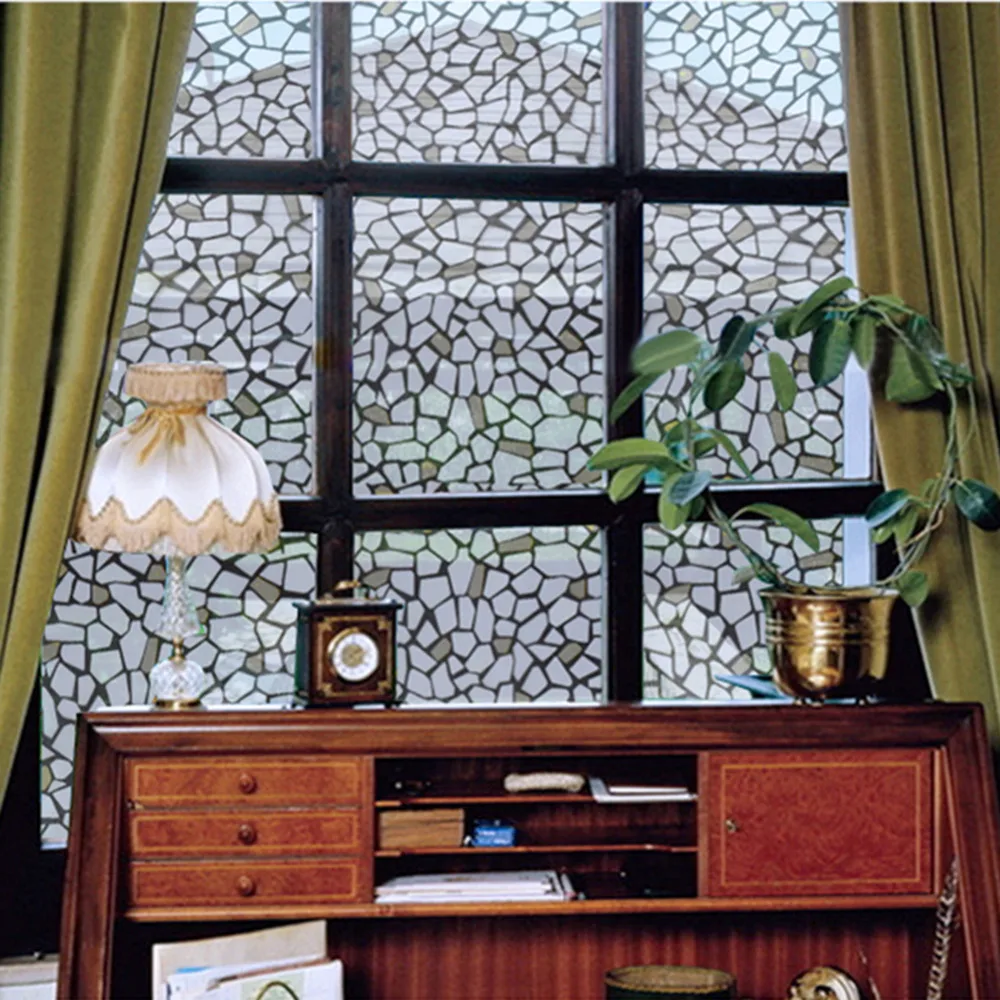 

Macadam Self Adhesive Glass Window Sticker Film Paper Wallpaper Removable Waterproof Glass Sticker Bathroom Decor 40*200cm