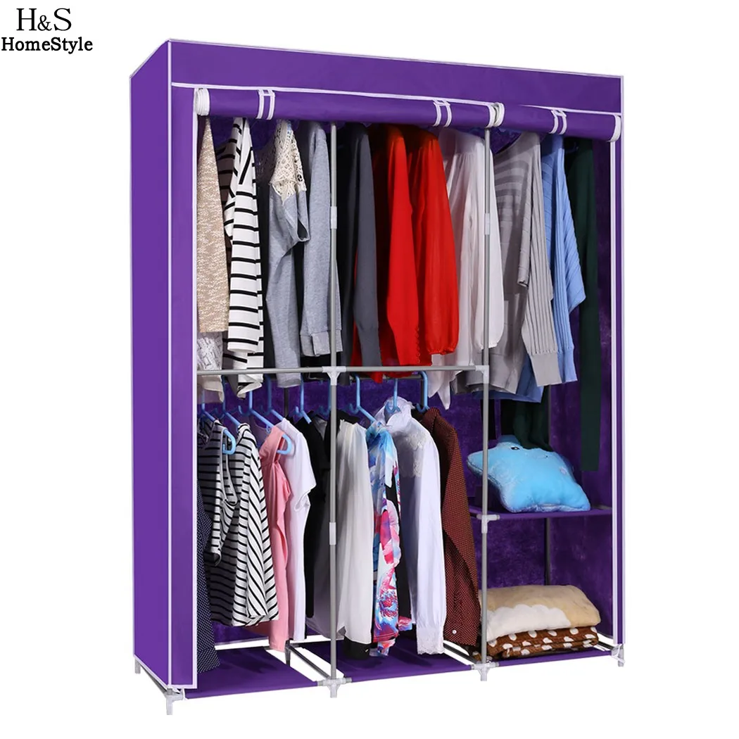 Online Get Diy Clothes Storage Aliexpress Alibaba Group Modern Style Home Diy Portable Closet Storage Organizer Wardrobe Clothes Rack With Hanger Dark Purple Ship