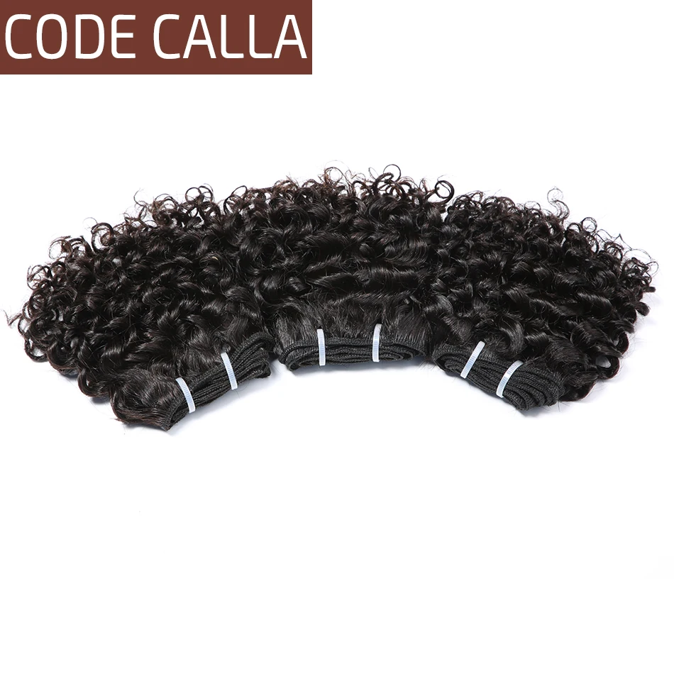 Code Calla Pre-Colored Indian Raw Virgin Human Hair Bundles Kinky Curly 6PCS Can Make A Wig Kid's Hairstyle for Little Girl