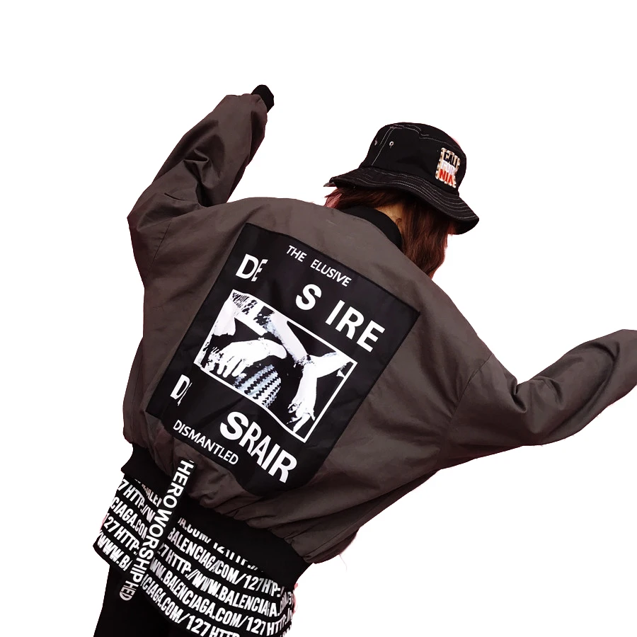 

Harajuku Oversized Bomber Jacket Women Coat Ribbon Streetwear Hip Hop Baseball Jacket Loose Bolero Korean Women Jackets 50E0039