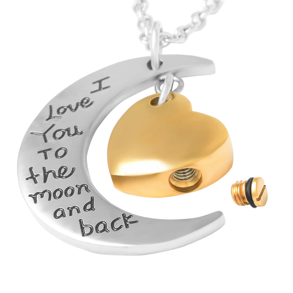 MJD9469 I love You To the Moon And Sun Back Memorial Heart  Cremation Jewlry | Украшения и аксессуары