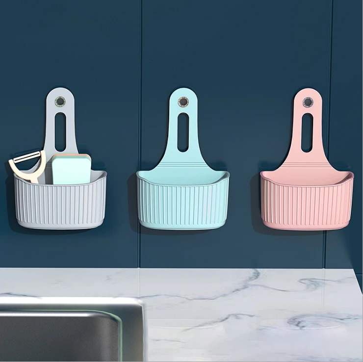 

Kitchen with suction cup sink drain bag faucet storage basket storage hanging basket sponge rack