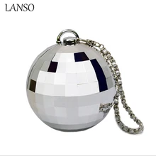 2016 neue Ballsaal Reflektierende Ball Abendessen Tasche Geldbörse Lady Partei Taschen Luxus Silber Spiegel Acryl Tageskupplung Bankett Schminktäschchen