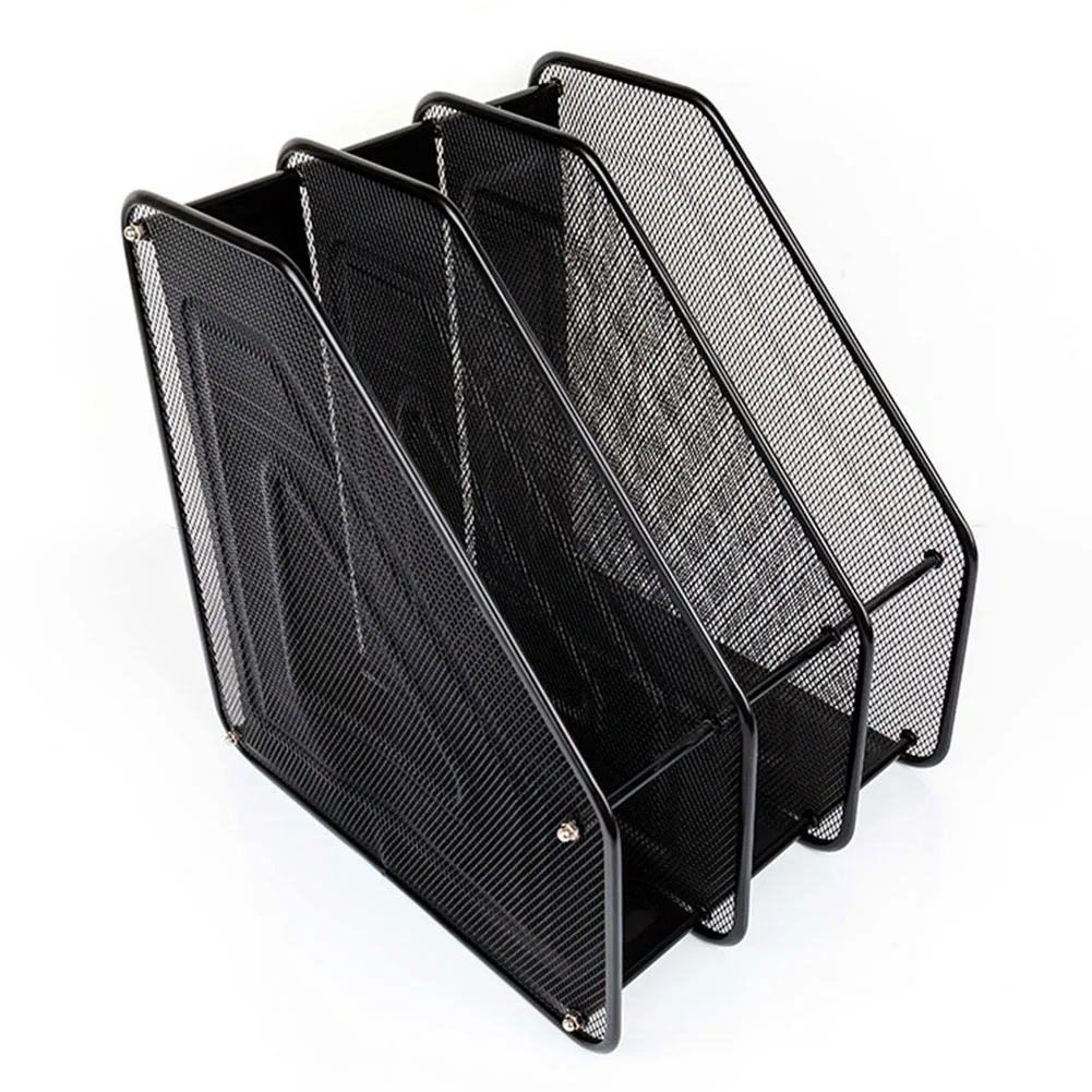 منظم سطح المكتب الكتب شبكة معدنية الثلاثي رف الدفاتر الأسود سهلة تجميع مكتب تخزين حامل المجلات الزخرفية الوثائق