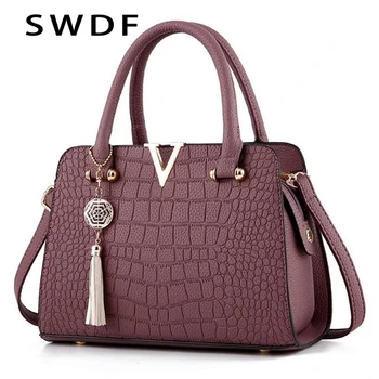 

SWDF new Alligator leather women handbags famous designer brand bags Luxury Ladies Hand Bags And Purses Messenger shoulder bags