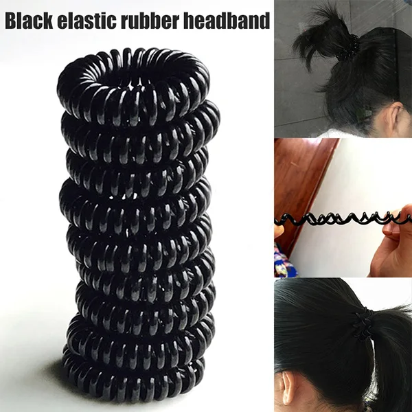 10x Spiral Elastic Rubber Hair Band Tie Coil Ring Rope Hairband Ponytail Holder