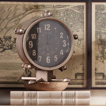 

Fashion loft wrought iron desk clock vintage living room wine cabinet home bedside alarm clock decoration clock