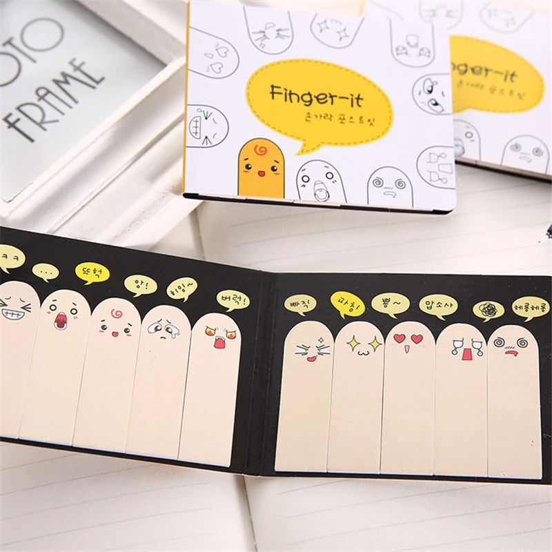 

200 Pages 1Pcs Kawaii Unique Scrapbooking Ten Fingers Sticker Bookmark Tab Flags Memo Pad Marker Sticky Notes Office Stationery