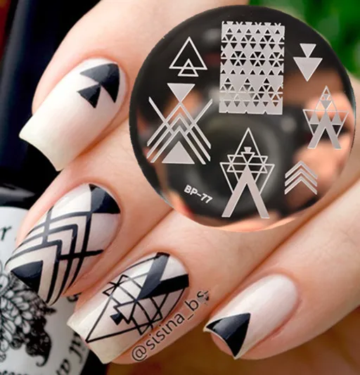 BORN PRETTY Negative Space Nail Art Stamping Stamp Template Image Plates Cool Triangle Nail Stamp Plate BP77