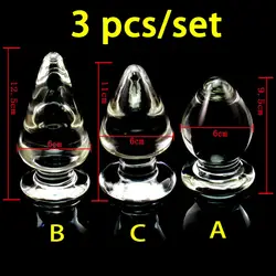 3 шт./компл. 60 мм Диаметр стекла Анальная затычка гладкий прозрачный большой анальные шарики Анальная пробка se xtoys для женщины игрушка секса