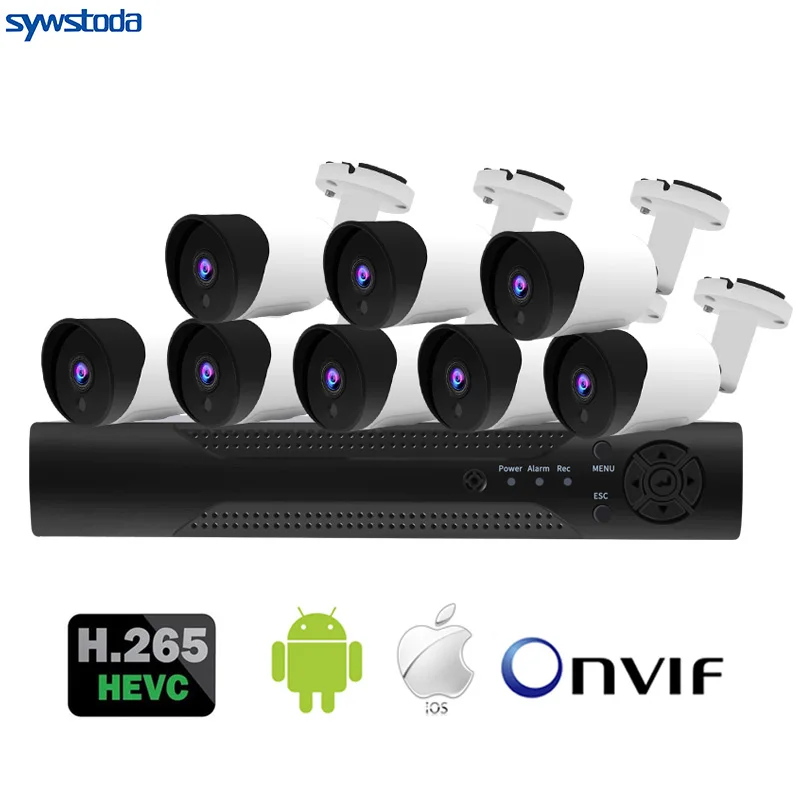 Система видеонаблюдения 8 каналов NVR 48 В POE 1080P 2 Мп IP-камера запись звука ИК