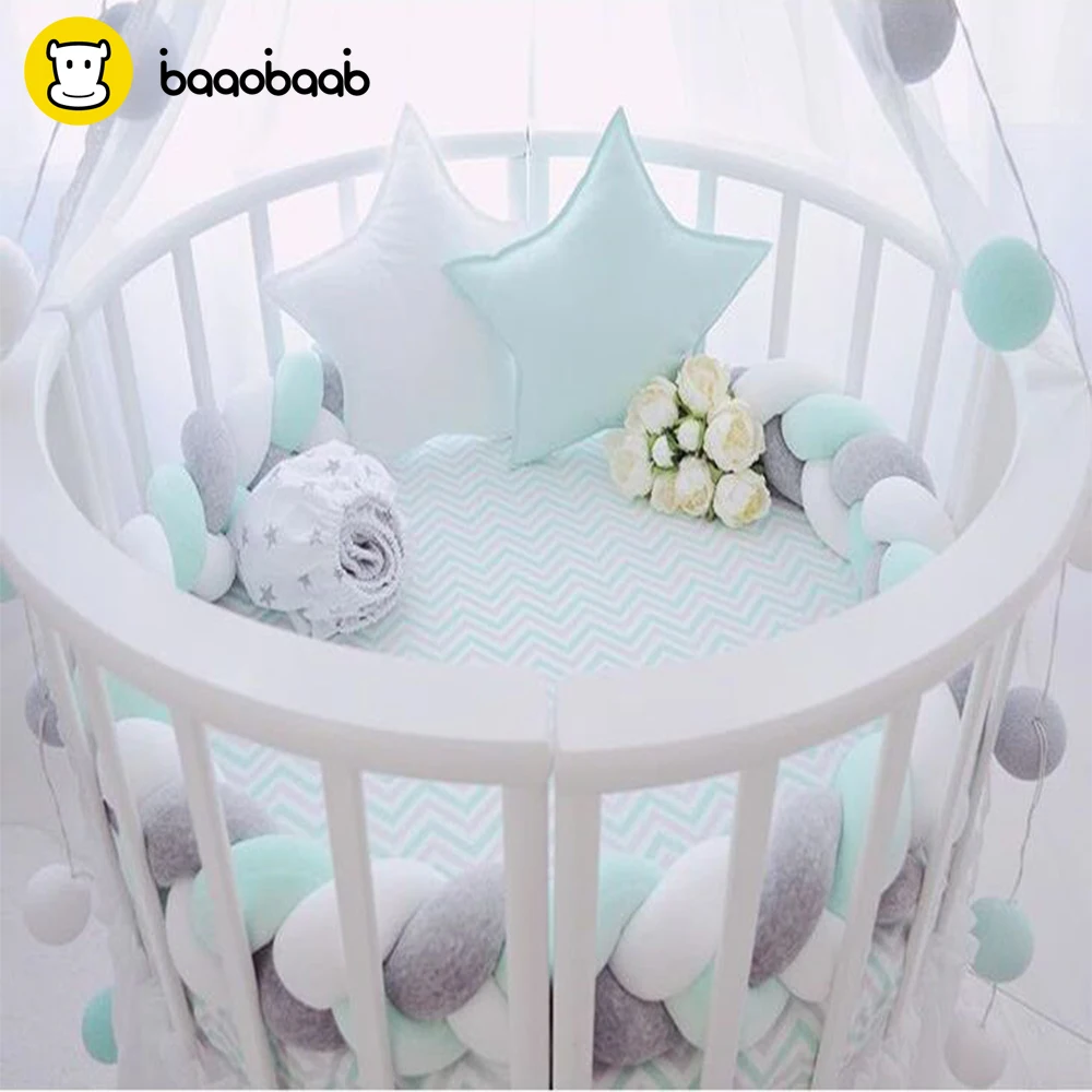 

BAAOBAAB CW13 2 Meters 3 Braids Knot Design Soft Baby Bed Bumper Newborn Crib Side Pad Protection Cot Bumpers Bedding for Infant