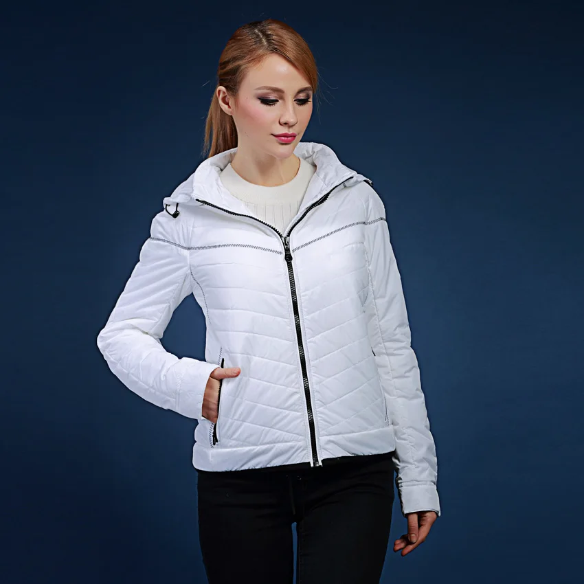 

Women's winter coats 2017 spring and autumn short design Slim hooded white warm jacket plus size s-2XL V132