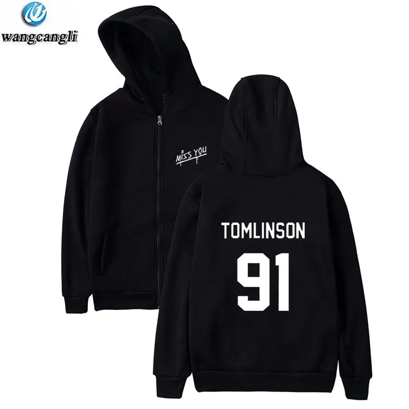 Louis Tomlinson One Direction Zipper Hoodies Women Men Unisex Fleece Warm Miss You Hoodie Sweatshirt Hip Hop Streetwear Jacket