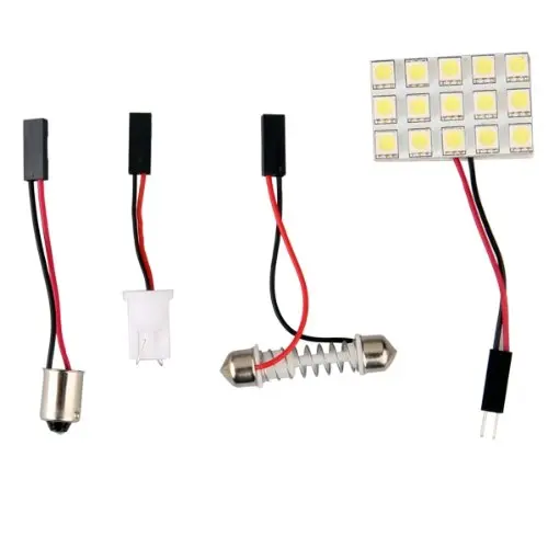 

EDFY White 1156 BA9S 5050 SMD 15 LED Dome Light Panel +BA9S/T10/Festoon Bulb Adapter