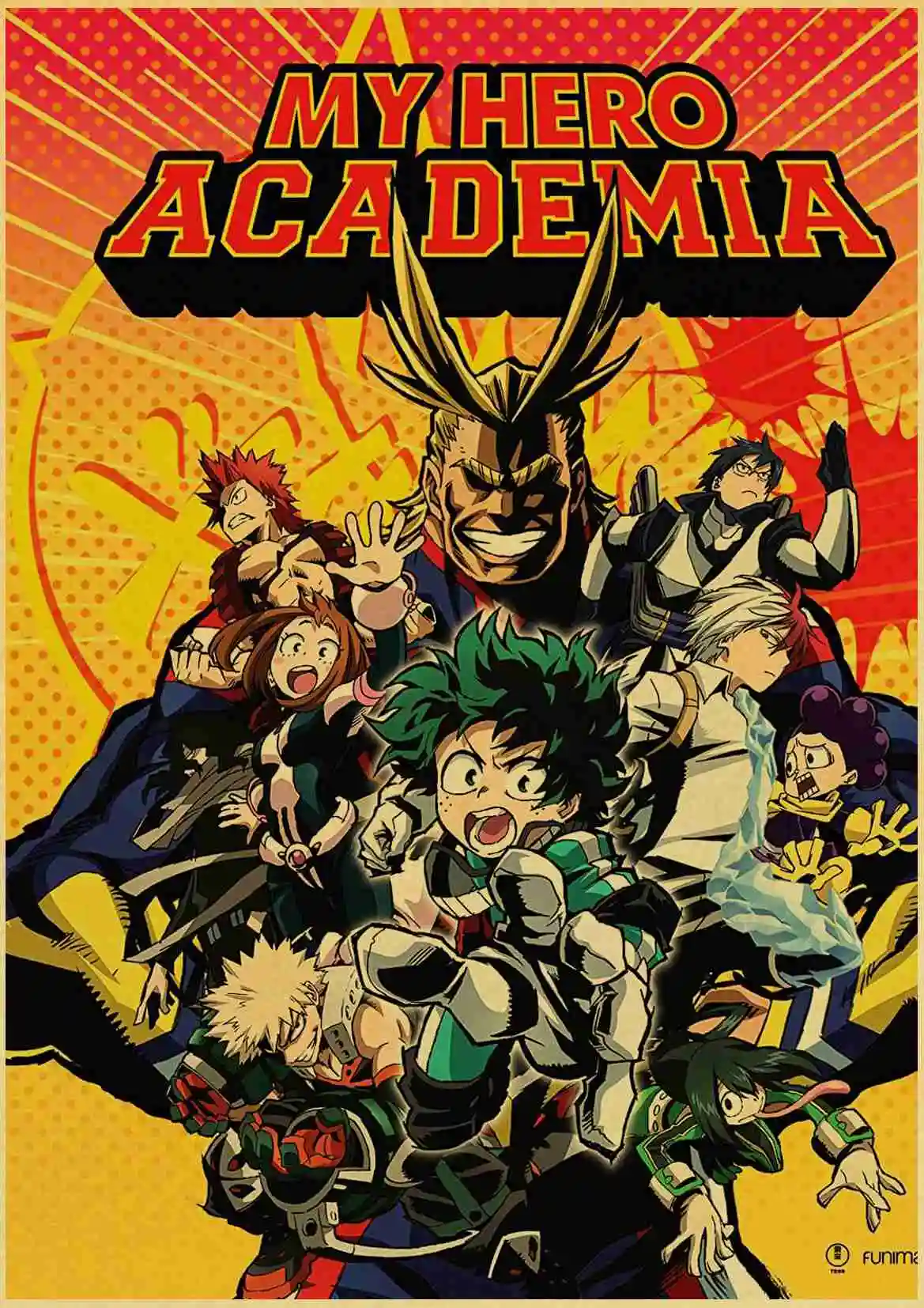 My Hero плакат Academia коричневая печать на крафтовой бумаге настенная живопись Винтажный стиль аниме Ретро плакат Наклейка на стену