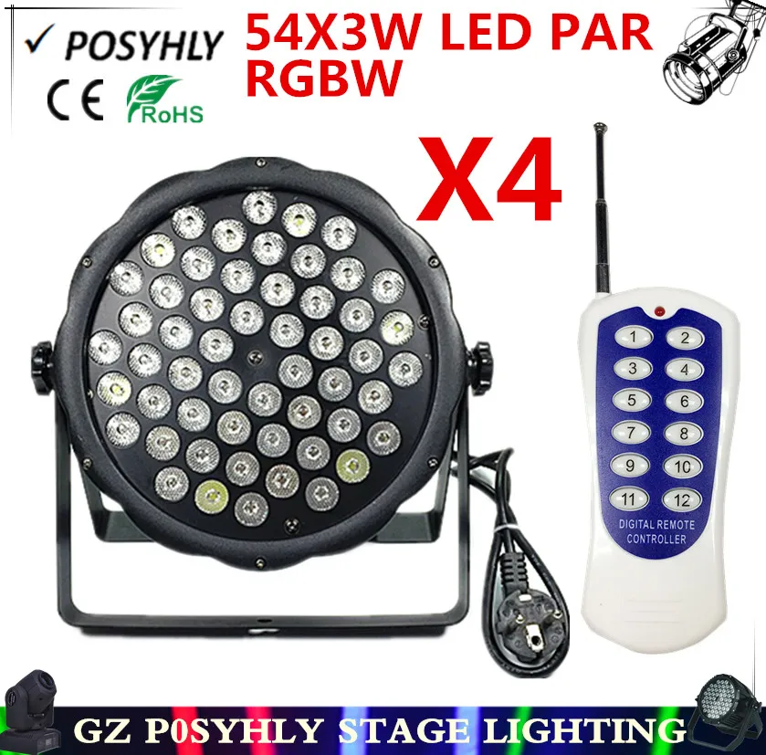 4 шт./пульт дистанционного управления 54X3W плоский LED Par свет RGBW PAR DMX512 DJ