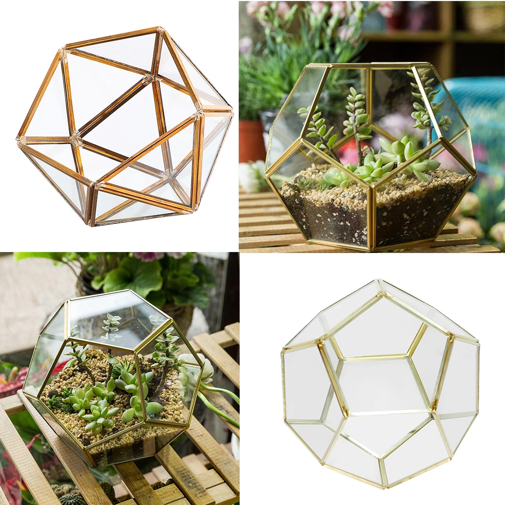 2 Pieces Garden Modern Style Handmade Geometric Terrarium Planter Floor Table Vase