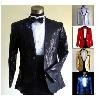

New Sequins Star Men Wedding Suits Bridegroom Suit Bridal Tuxedos Business Suits 2 Pieces (Jackets+Pants) A096
