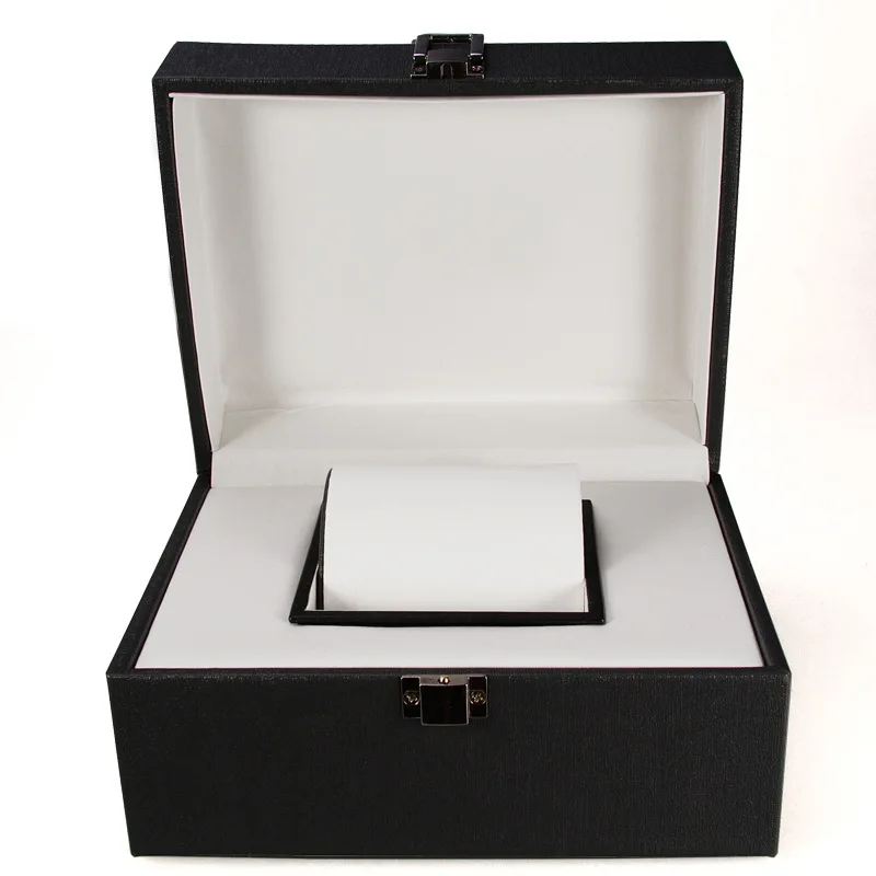 Черный кожаный смотреть коробка для хранения случае Роскошные Механические часы упаковка подарочная коробка Jewelry Для женщин Дело держатель W025