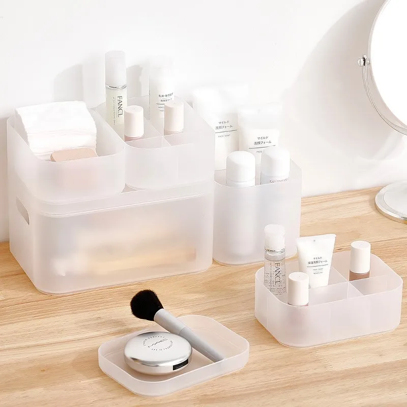 

Plastic Cosmetic Organizer Desktop Makeup Jewelry Storage Box Drawer Sundries Divider Container Bathroom Case Accessories Stuff