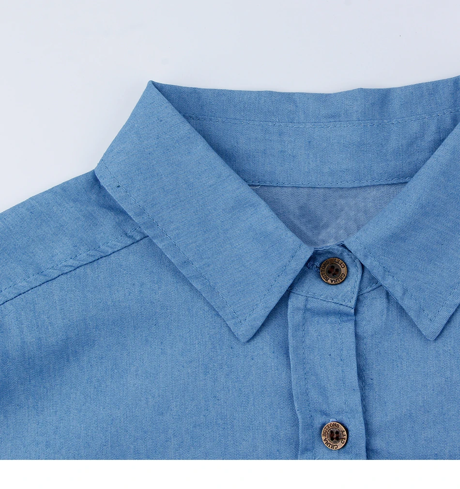 Women Loose Casual Long Sleeve Denim Shirt Autumn Vintage Solid Blue Ladies Blouses Turn-down Collar Blouse Jean Plus Size 5XL