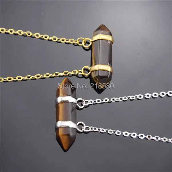 QN285 ожерелье с подвеской тигровый глаз маленькое Серебряное или золотое|necklace horn|necklace collarnecklace triangle |