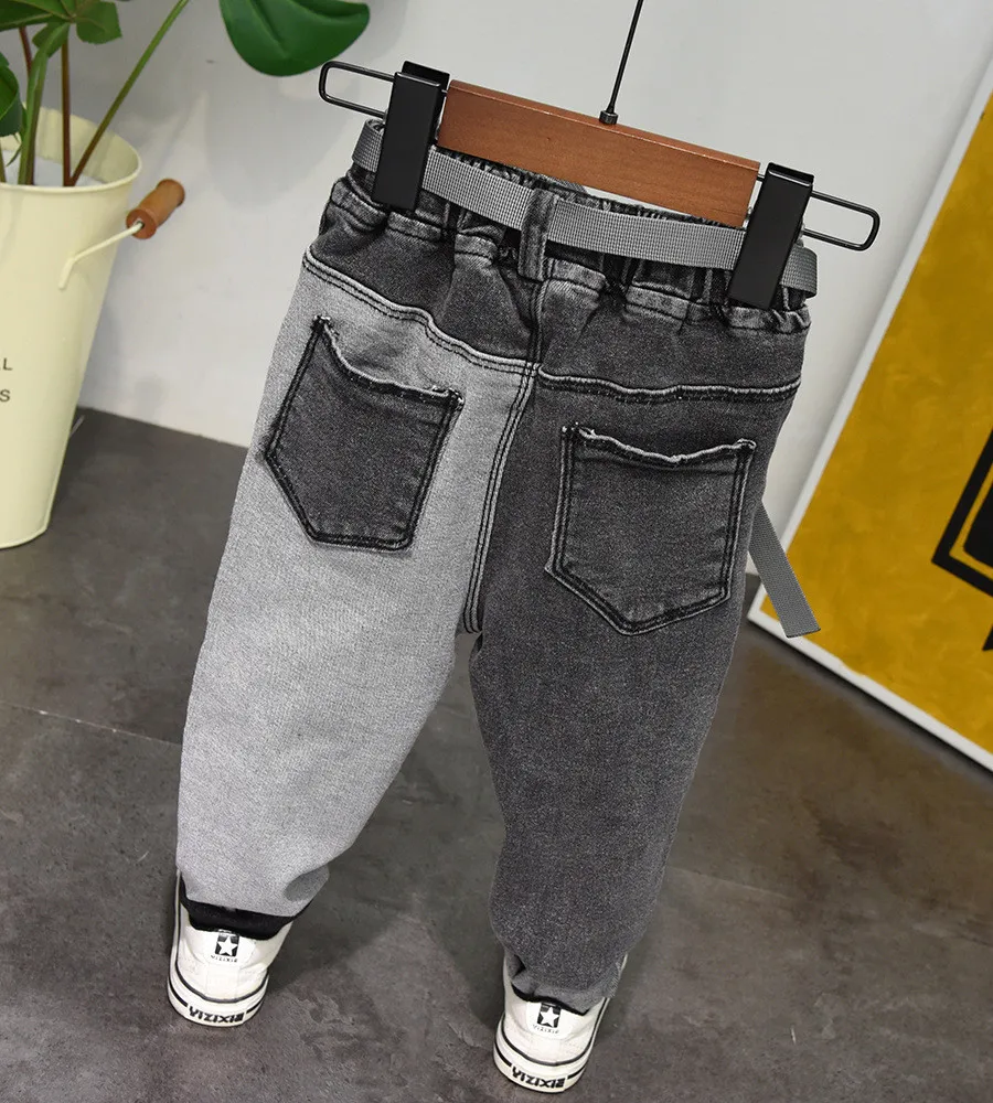 Kids Jeans Fashion Stitching Jeans For Boys Casual Elastic Waist Denim Pants 2 3 4 5 6 7 Years Toddler Boys Pants Kids Trousers