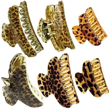 Для женщин Леди Девушки Leopard зажим для волос коготь аксессуар для волос зажим головной убор 3 размера может дропшиппинг